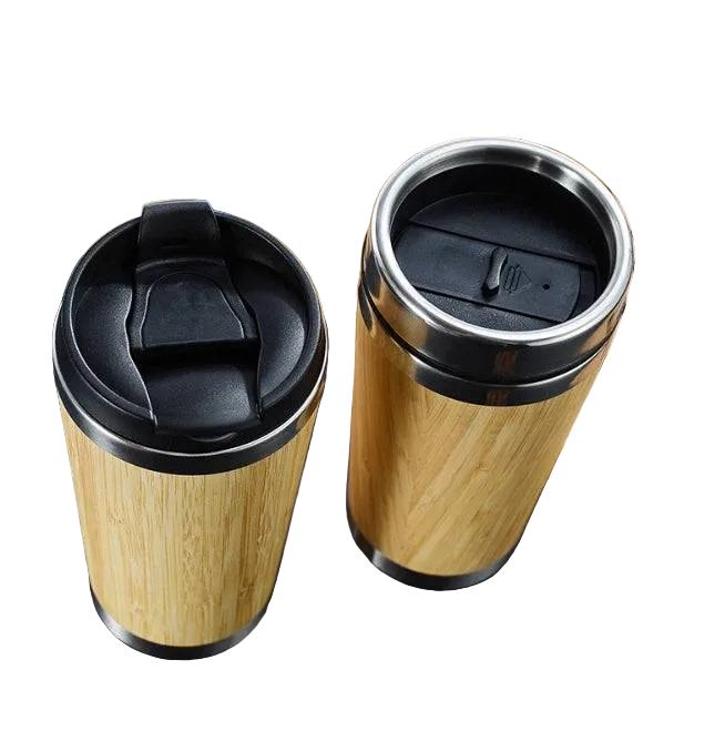 Leakproof Bamboo Travel Mug | 14oz Thermal Insulating Eco Coffee Cup